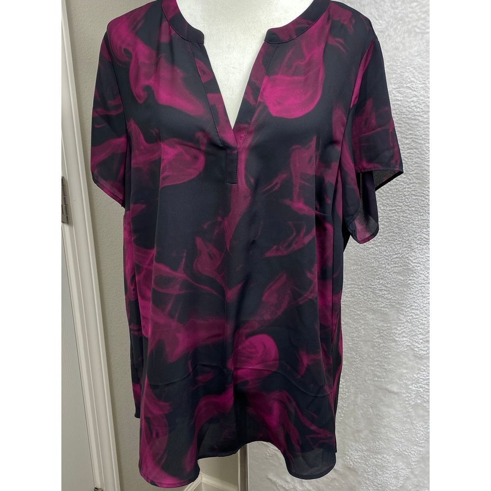 Torrid Women Dark Floral Top‎ Size 2X Black Fairy Grunge Feminine Office